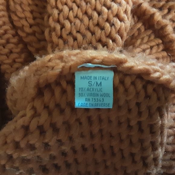 HAND KNIT ITALIAN COMFY CABLE COWL NECK SWEATER S/M - Picture 4 of 5